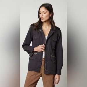 Lily Aldridge for Velvet Ruby charcoal gray anorak/utility jkt SZ L military